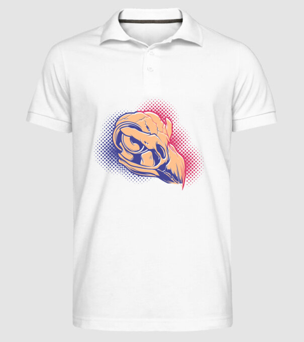 Bird skull model alb pe tricou