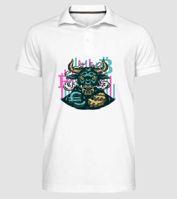 Taur Bitcoin model alb pe tricou