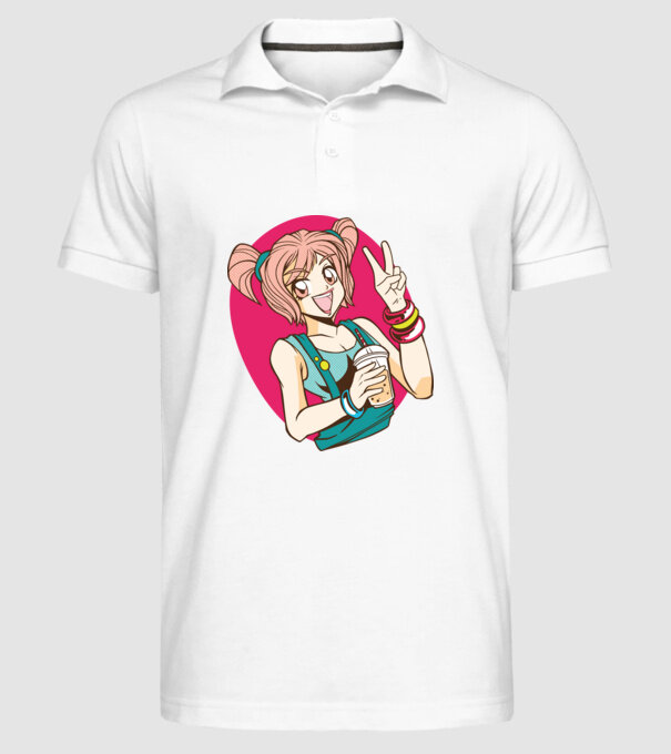 Bobba fată Anime model alb pe tricou