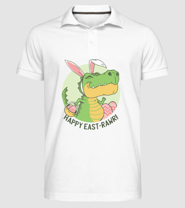Paște Fericit tricou cu dinozaur model alb pe tricou