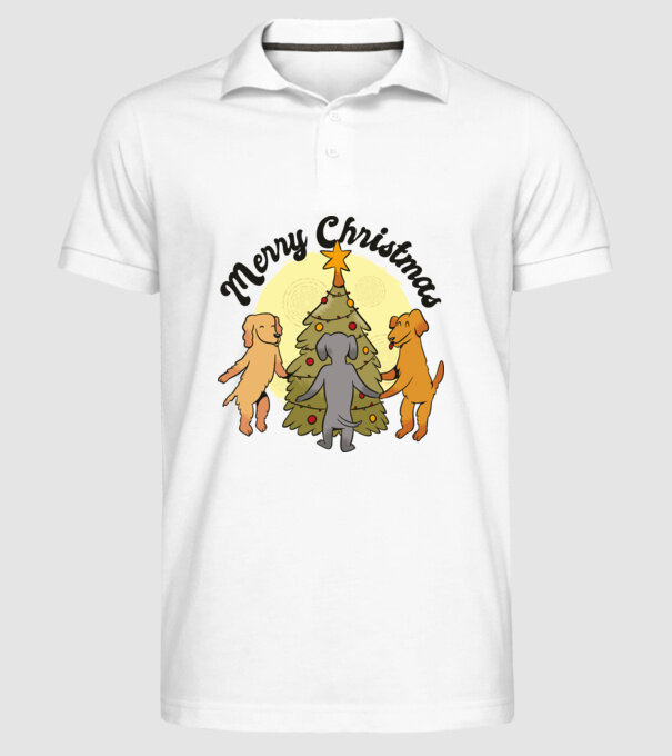 Crăciun fericit cu câine model alb pe tricou
