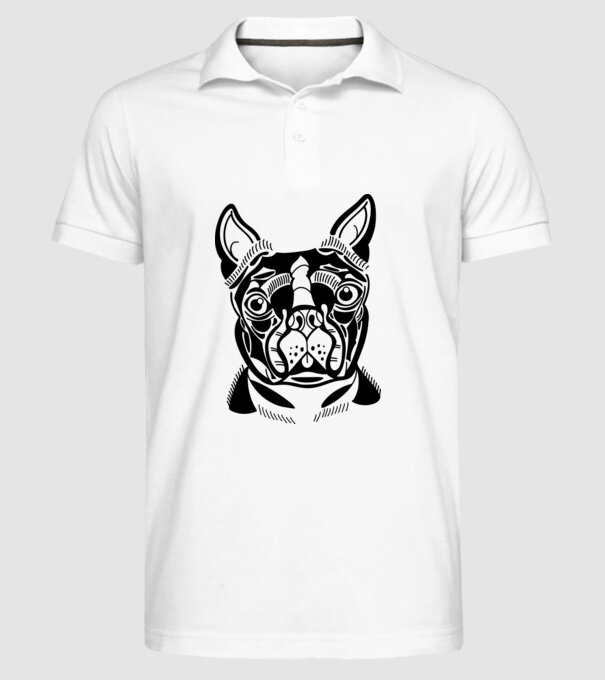 Câine Boston Terrier model alb pe tricou
