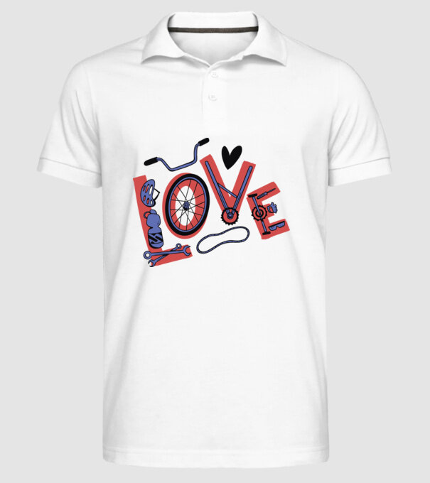 Love Bicicletă model alb pe tricou