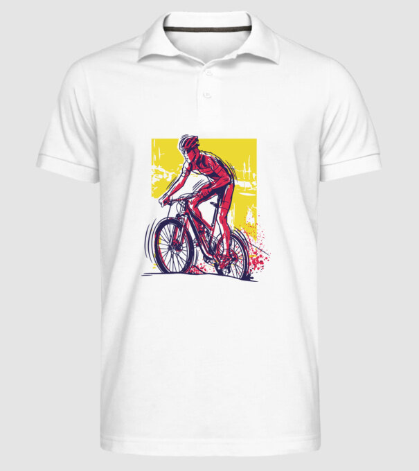 Ciclist model alb pe tricou