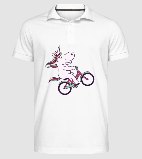 unicorn cu bicicletă model alb pe tricou