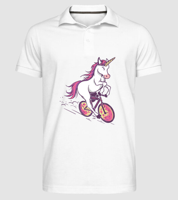 unicorn cu bicicletă model alb pe tricou