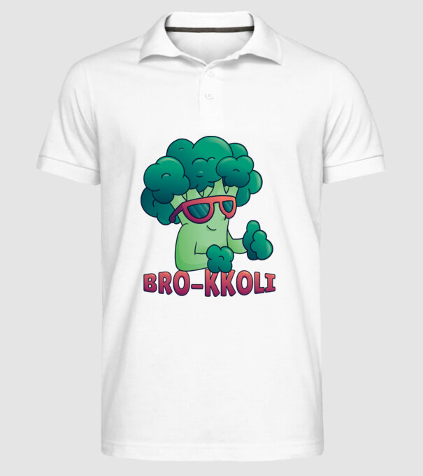 Broccoli model alb pe tricou
