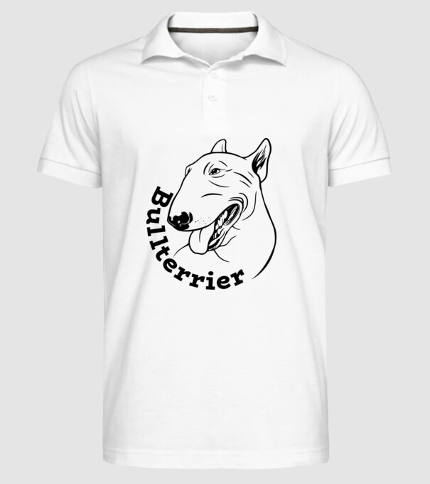 Bull Terrier model alb pe tricou