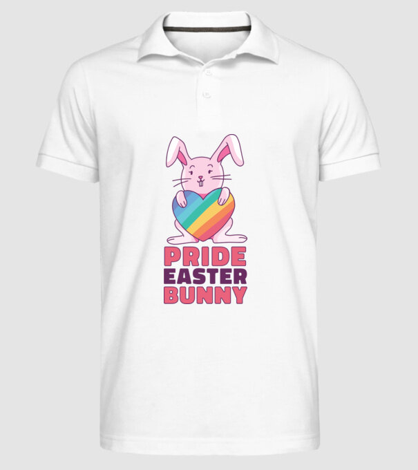 Iepurașul de Paște mândru model alb pe tricou