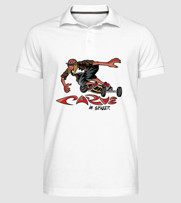 Carveboard Longboard model alb pe tricou