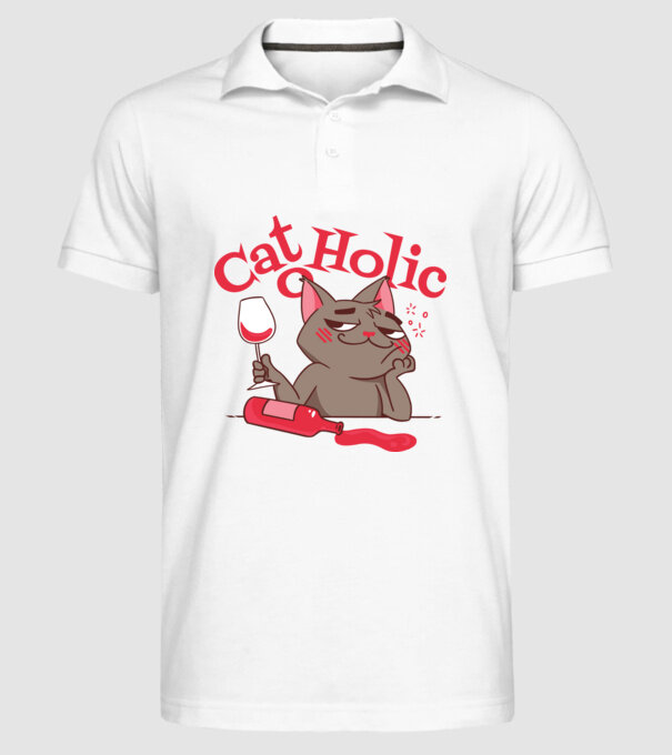 Catoholic - iubitor de pisici model alb pe tricou
