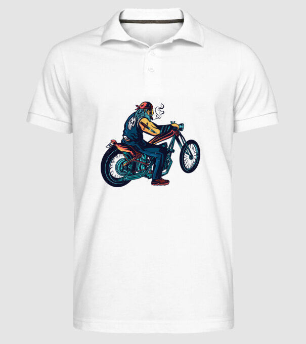 Motociclist Chopper model alb pe tricou
