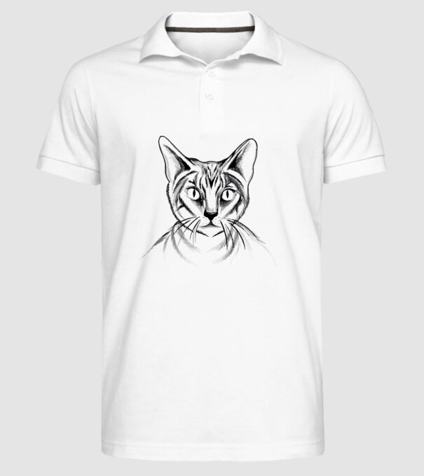 Pisică desen model alb pe tricou