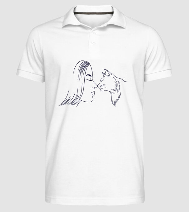 Dragoste Pisică model alb pe tricou