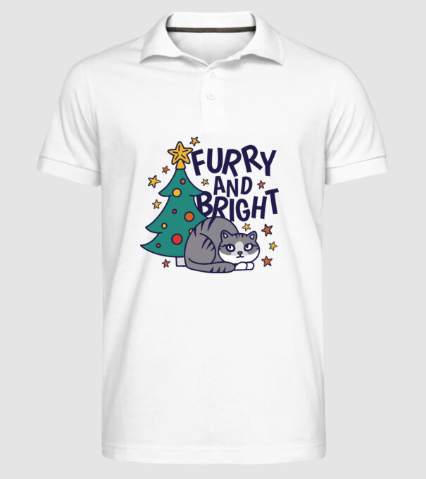 Crăciun cu pisică model alb pe tricou