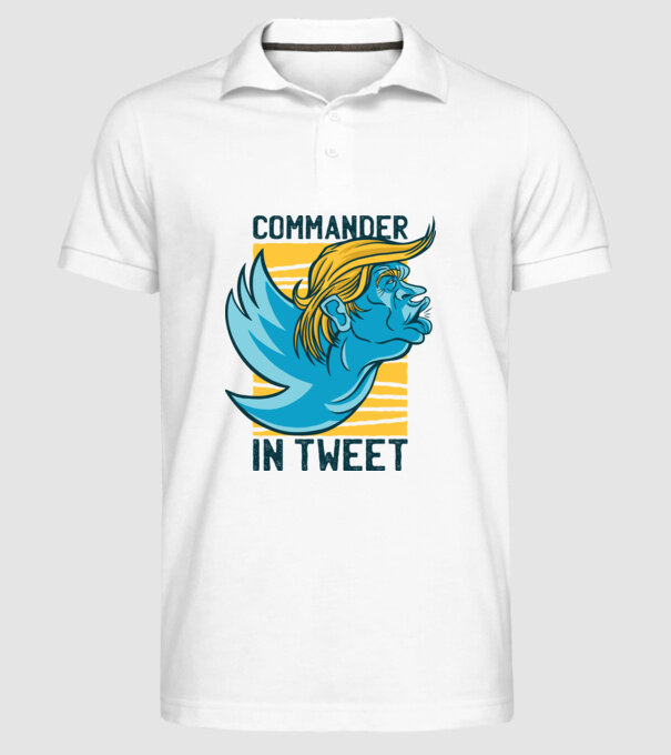 Commander in Tweet - Trump model alb pe tricou