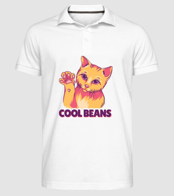 Cool Beans - talpă pisică model alb pe tricou