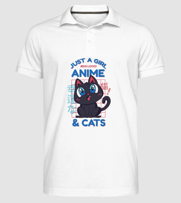 Doar o fată căreia îi place Anime și Pisicile model alb pe tricou