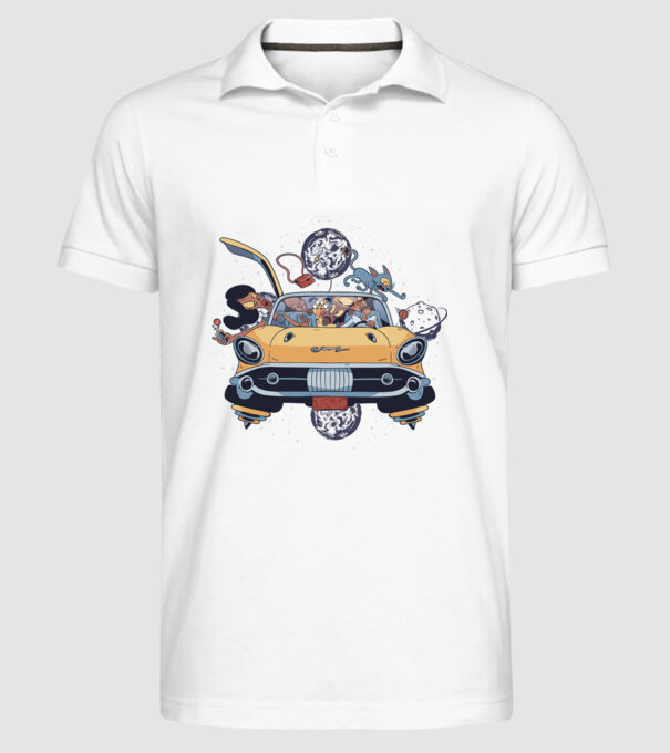 Familie în spațiu model alb pe tricou