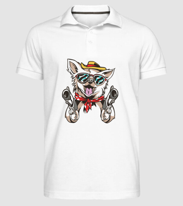 Chihuahua cu Pistol model alb pe tricou