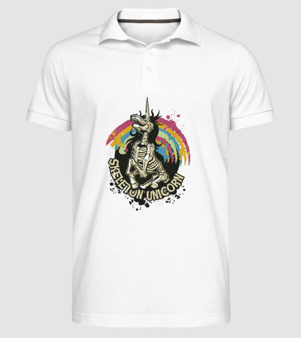 Schelet unicorn model alb pe tricou