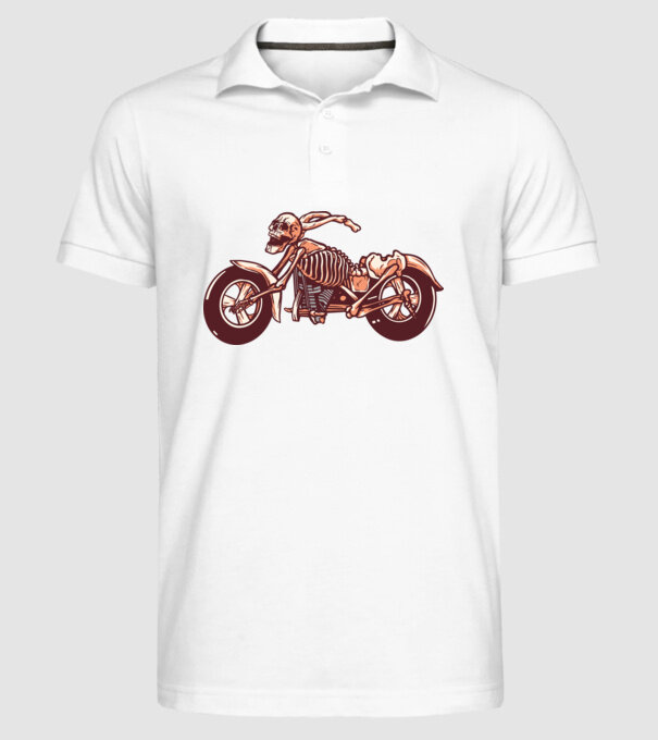 Motocicletă cu Schelet model alb pe tricou