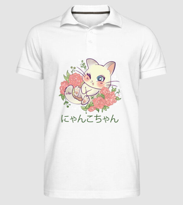Pisicuță drăguță Anime model alb pe tricou