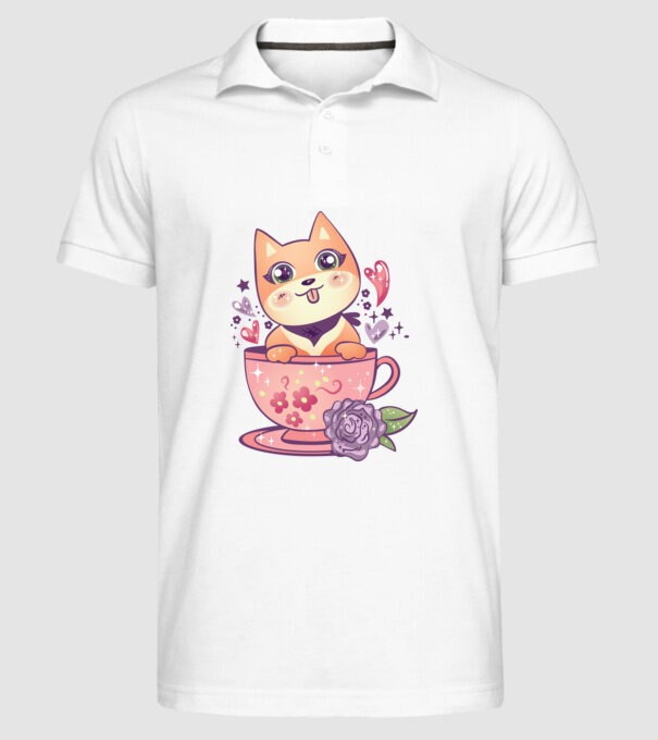 Câine drăguț Anime model alb pe tricou