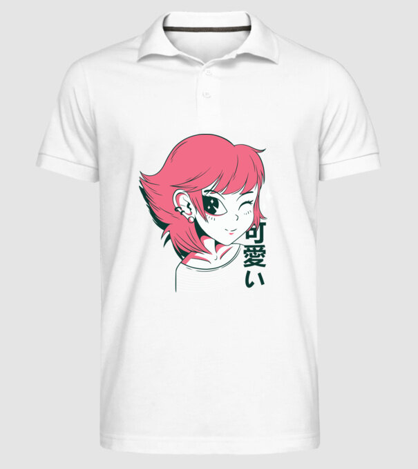 Fată drăguță Anime model alb pe tricou