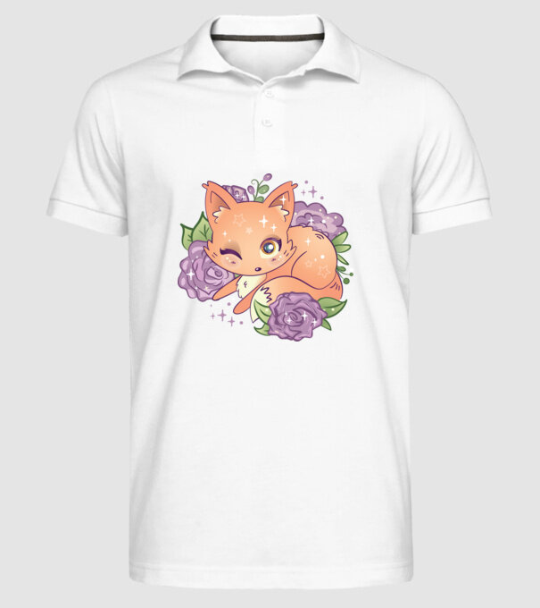 Vulpe Drăguță Anime model alb pe tricou