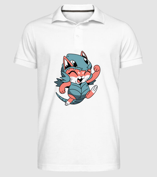 Pisicuță drăguță în costum de dragon model alb pe tricou