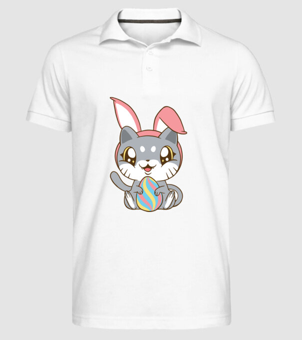 Pisicuță drăguță de Paște model alb pe tricou