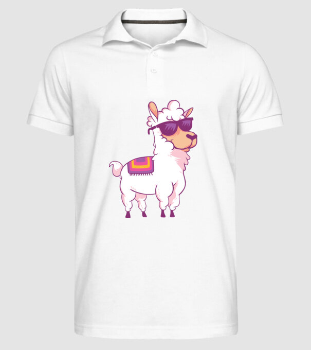 Llama drăguț model alb pe tricou
