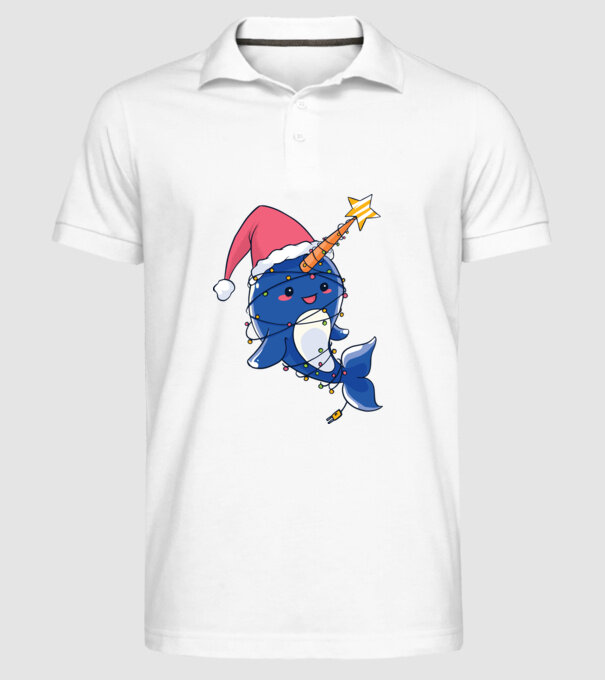 Narval drăguț Moș Crăciun tricou de Crăciun model alb pe tricou
