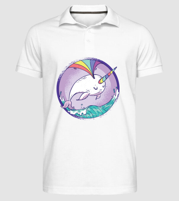 Unicorn drăguț Balenă - Narval model alb pe tricou