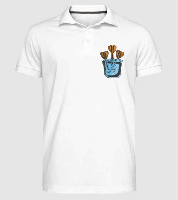 Darts buzunar model alb pe tricou