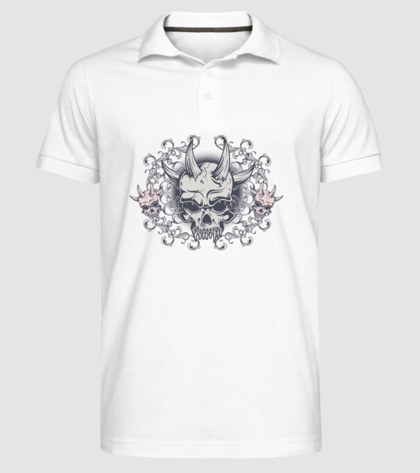 Devil Skull model alb pe tricou