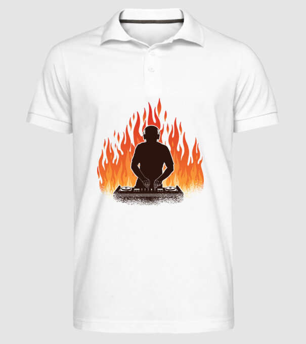 DJ Flăcări model alb pe tricou