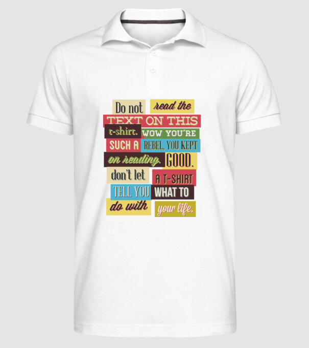 Do not read the text on this t shirt model alb pe tricou