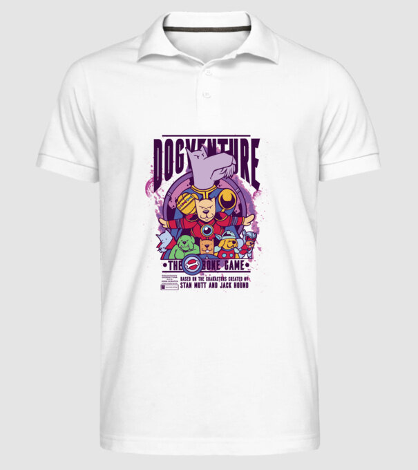 Dogventure The Bone Game model alb pe tricou