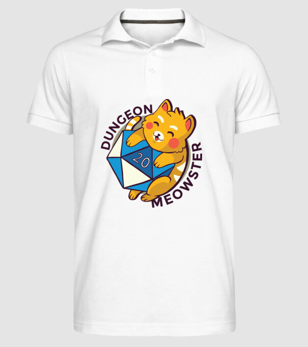 Dungeon Meowster joc de rol RPG tricou cu pisică model alb pe tricou