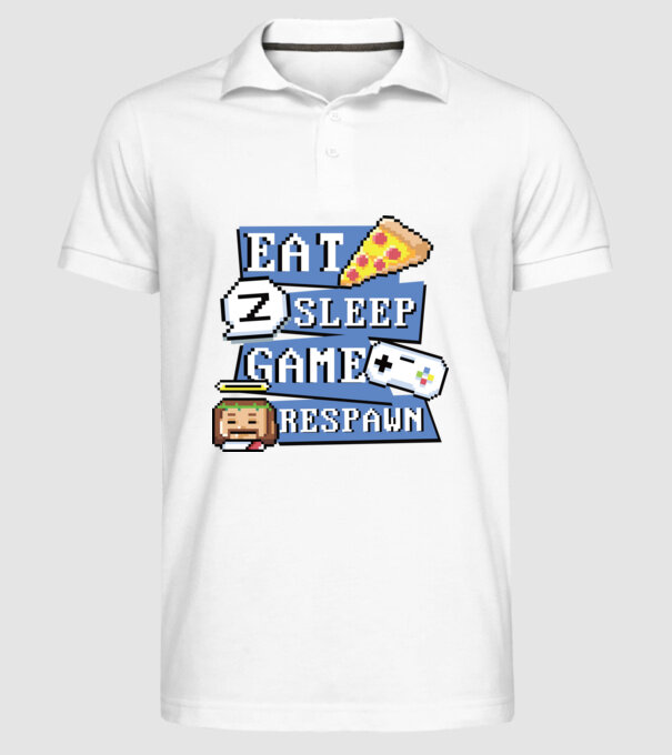 Eat, Sleep, Game respawn model alb pe tricou