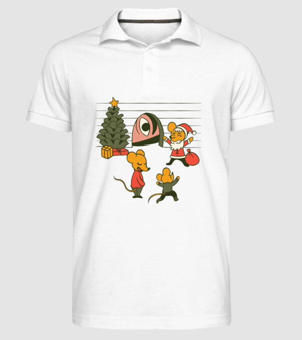 Crăciun Șoarece model alb pe tricou
