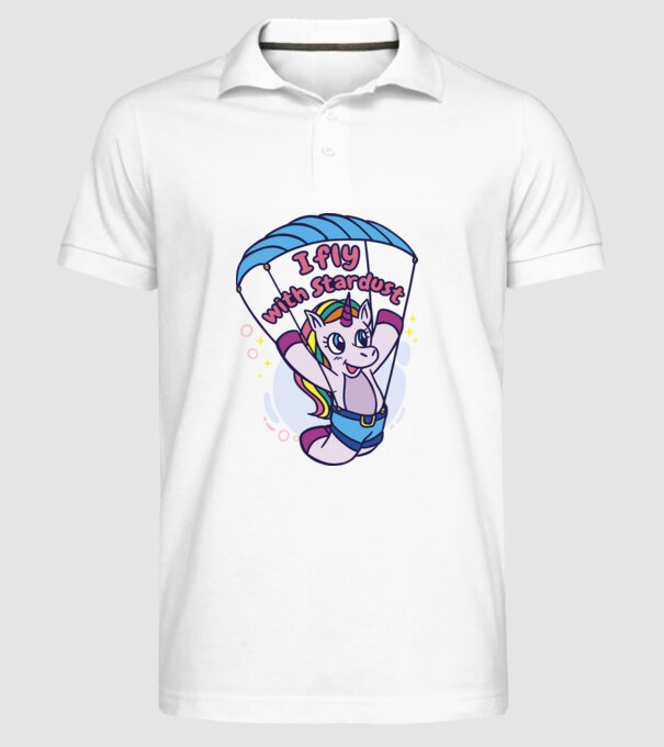 Unicorn parașutist model alb pe tricou