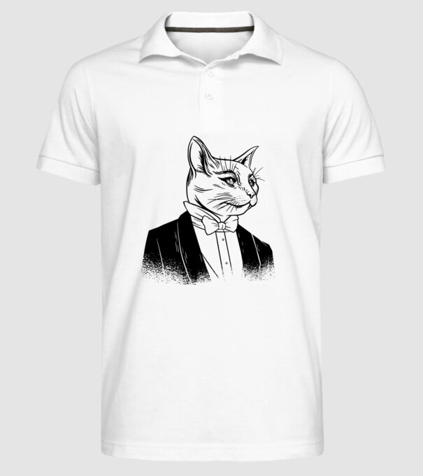 Pisică Elegantă model alb pe tricou