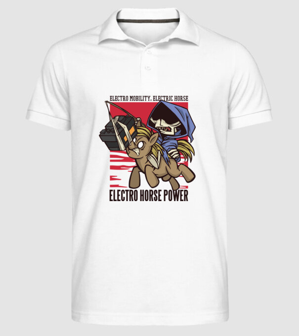 Cai putere electric model alb pe tricou