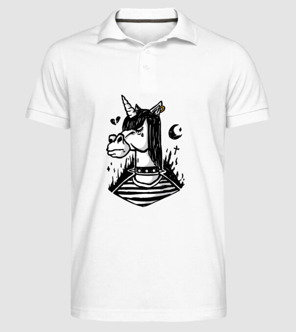 Emo unicorn model alb pe tricou