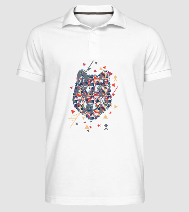 Lup - abstract model alb pe tricou