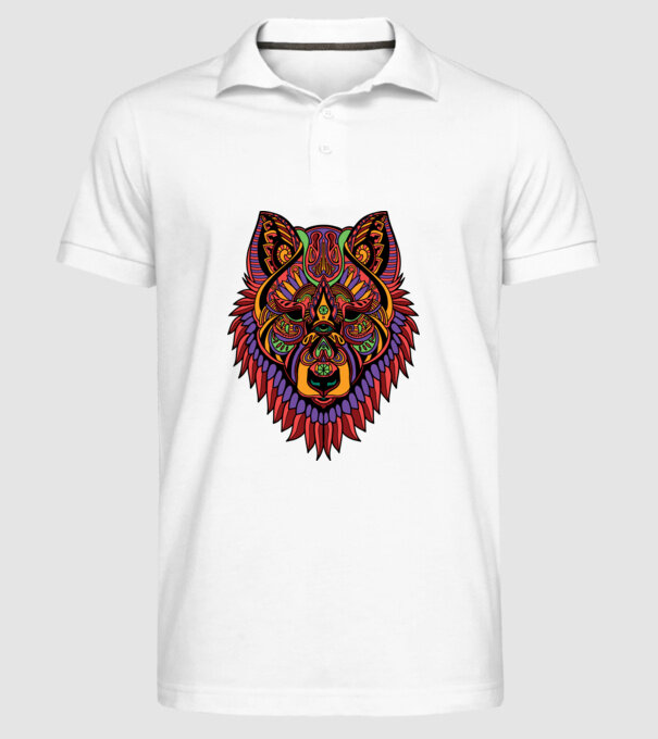 Cap de lup model alb pe tricou