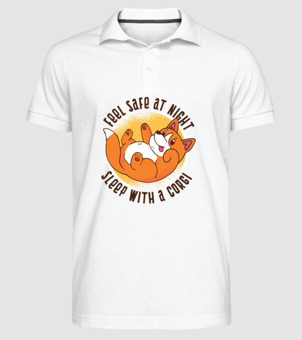 Feel safe at night, Sleep with a Corgi model alb pe tricou